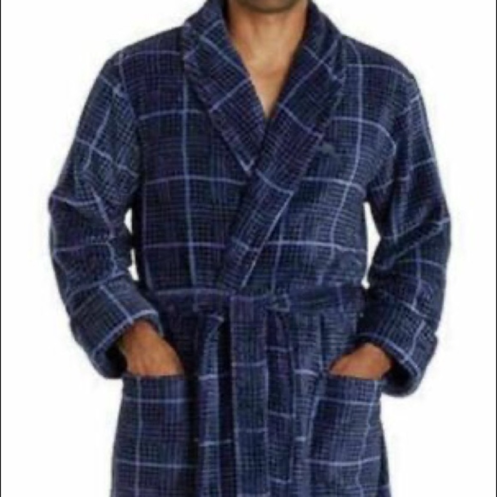 NEW Tommy Bahama Blue Plaid Bath Robe